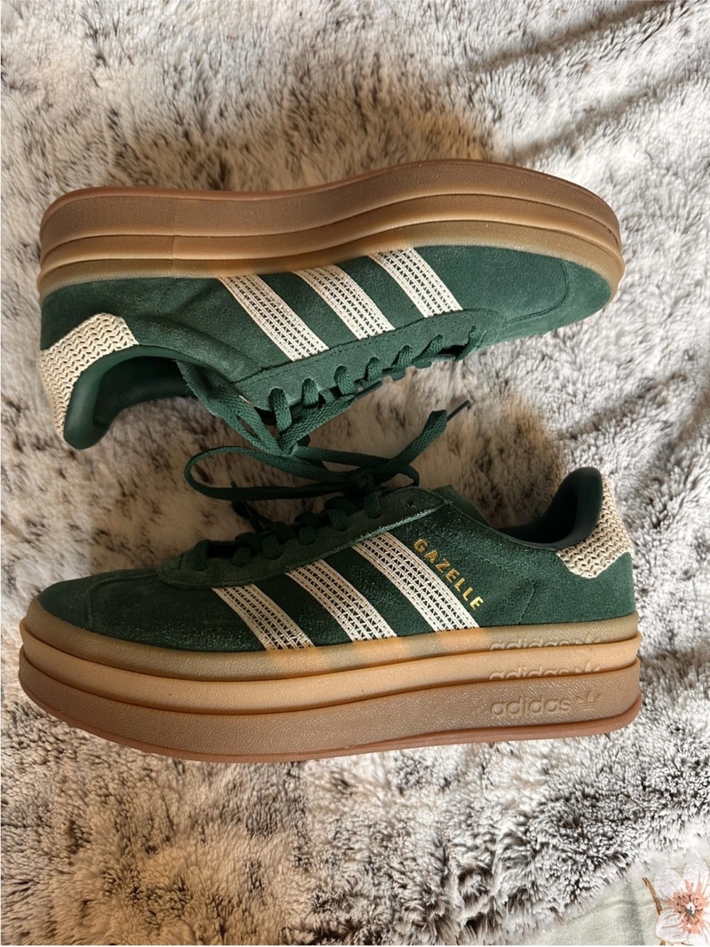adidas Gazelle Bold Platform Suede Sneakers - Collegiate Green size 8